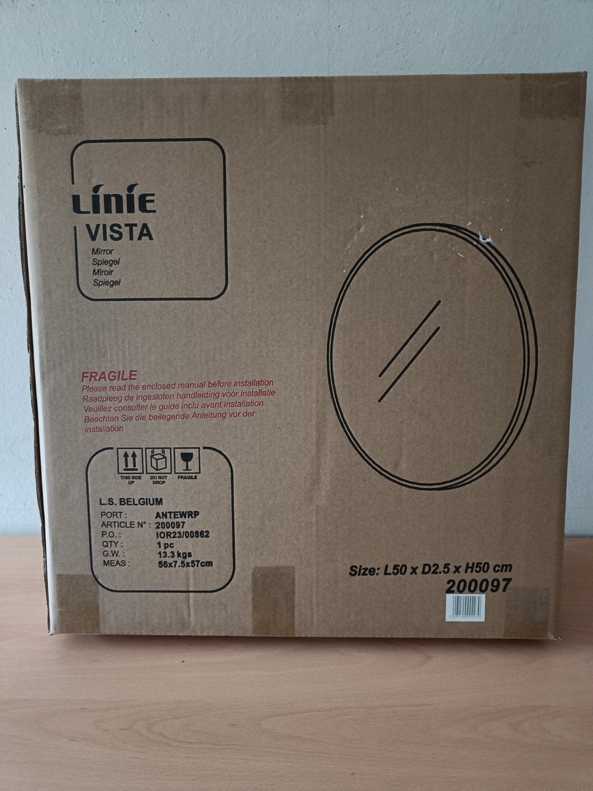 linie vista ronde spiegel 50cm In verpakking, Neuf, Autres marques, Miroir/armoire de toilette, Enlèvement