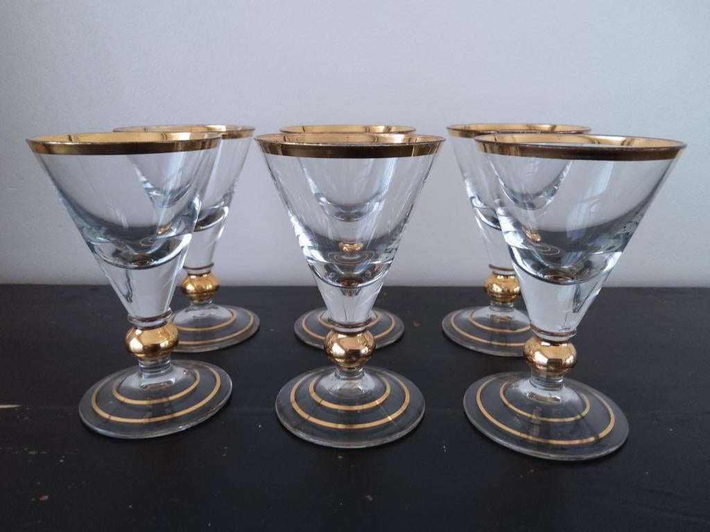 6 borrelglaasjes in booms glas., Verzamelen, Ophalen of Verzenden
