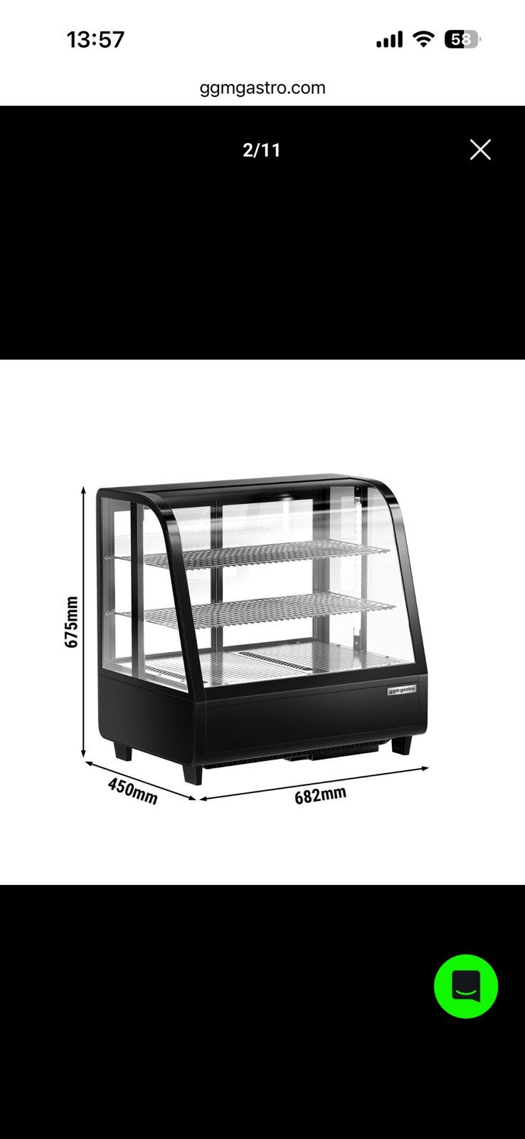 Koelvitrine - tafelmodel - 100 liter - 682mm - schuifdeuren, Elektronische apparatuur, Ophalen, Gebruikt