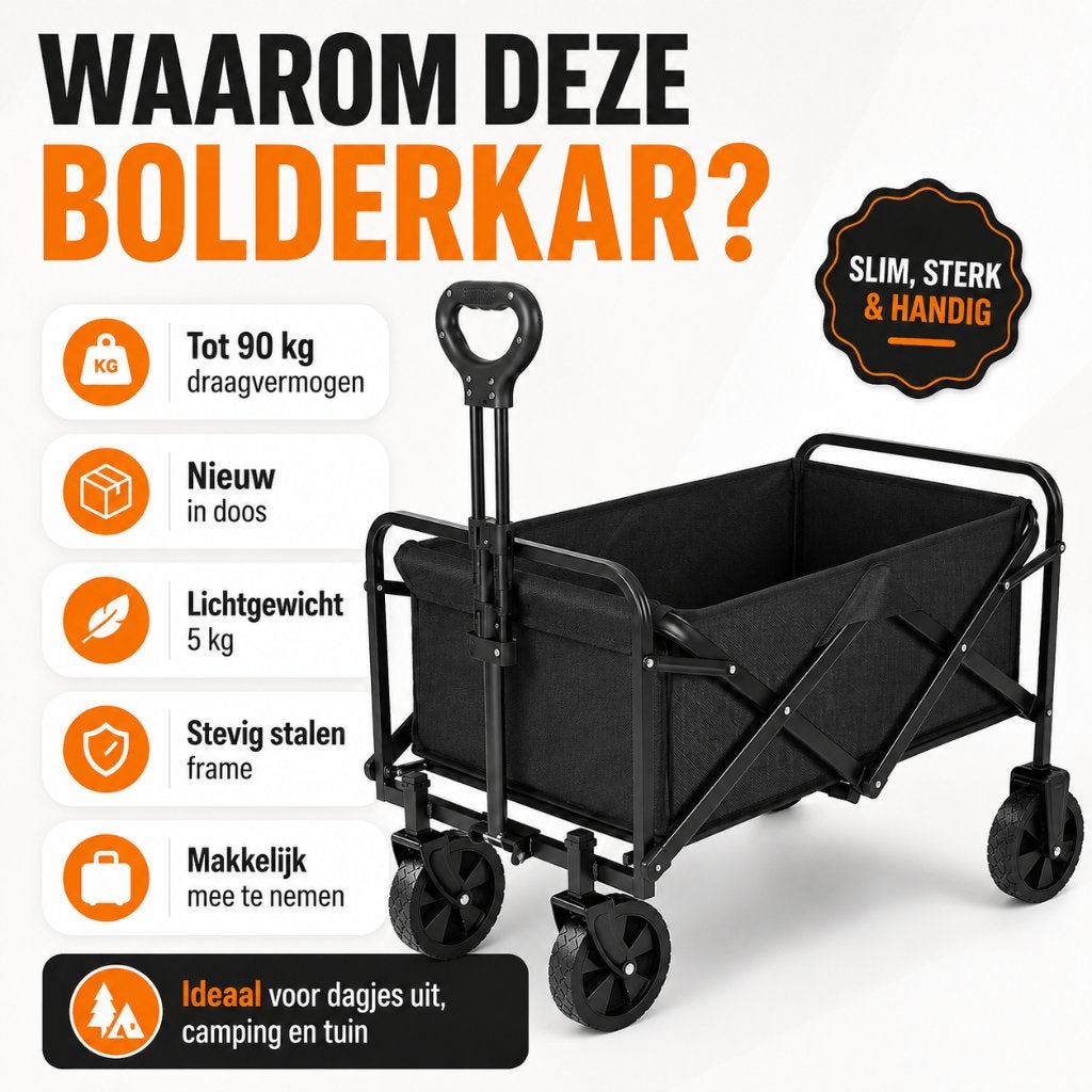 Nieuwe opvouwbare bolderkar, 75 x 50 cm in doos, Caravans en Kamperen, Bolderkarren, Nieuw, Opvouwbaar, Ophalen of Verzenden