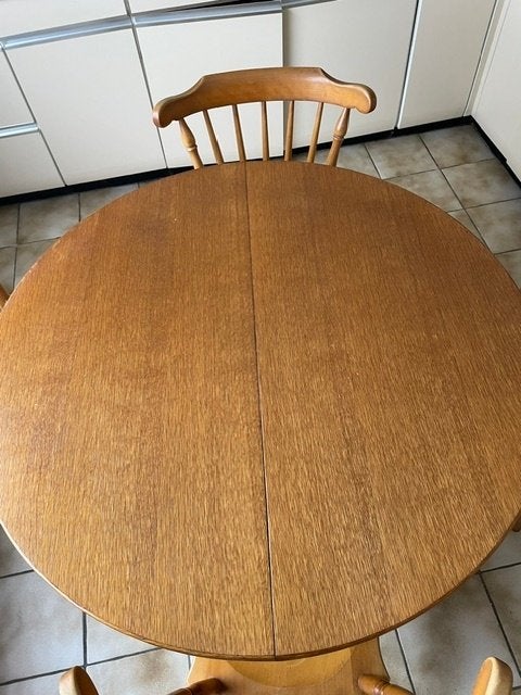 Ronde tafel met 4 stoelen, Huis en Inrichting, Ophalen, Gebruikt, 50 tot 100 cm, 50 tot 100 cm