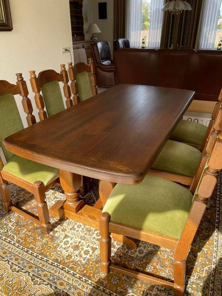 Eiken eettafel met 6 stoelen - 180x90 cm, Huis en Inrichting, Complete eetkamers, Zo goed als nieuw, Ophalen