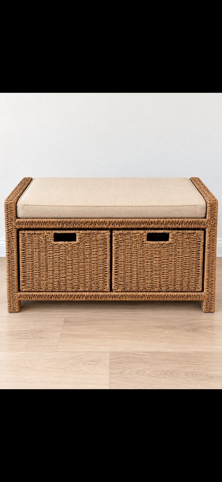 Banc de rangement à chaussures en osier avec 2 compartiment, Enlèvement, Comme neuf