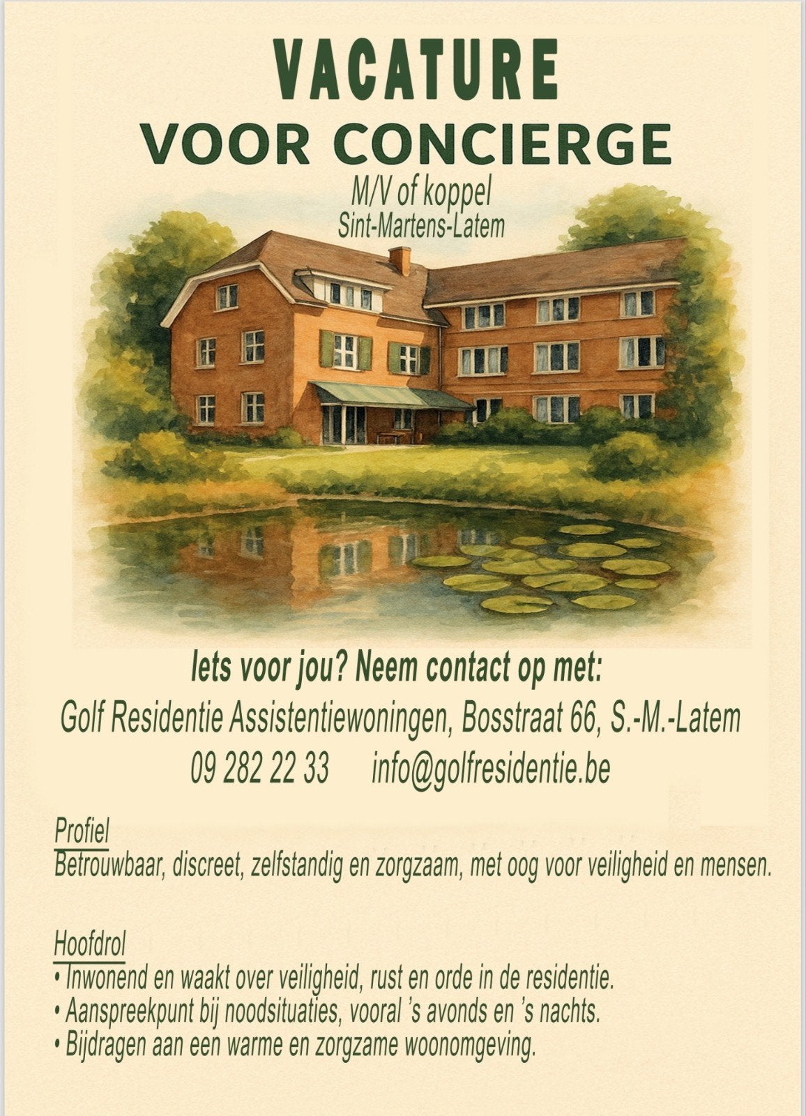 Inwonende huisbewaarder, 65 m², Appartement, Direct bij eigenaar, 5 kamers