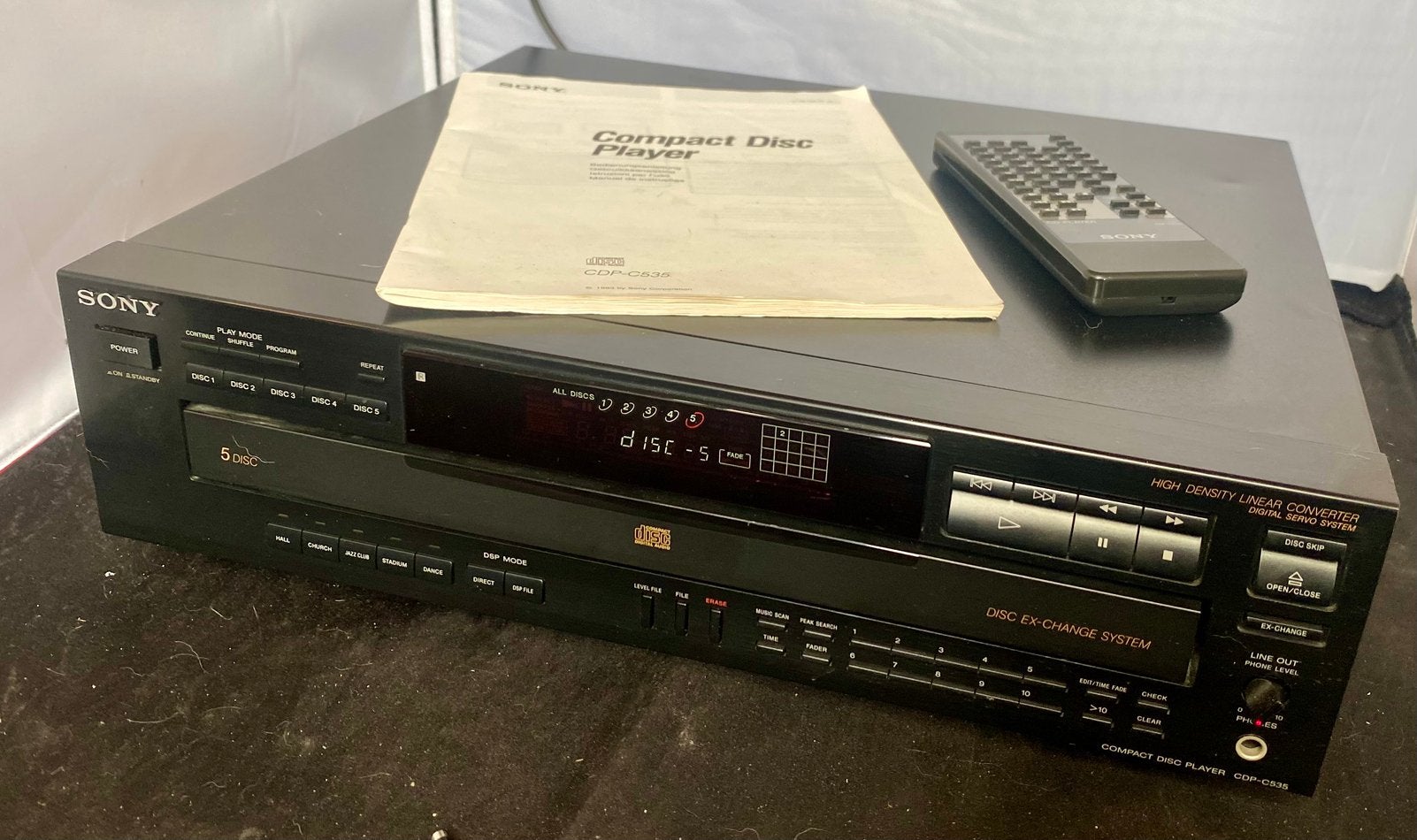 5 CD wisselaar Sony CDP-C535 als nieuw - Manual & Remote, Ophalen, Zo goed als nieuw, Sony, Wisselaar
