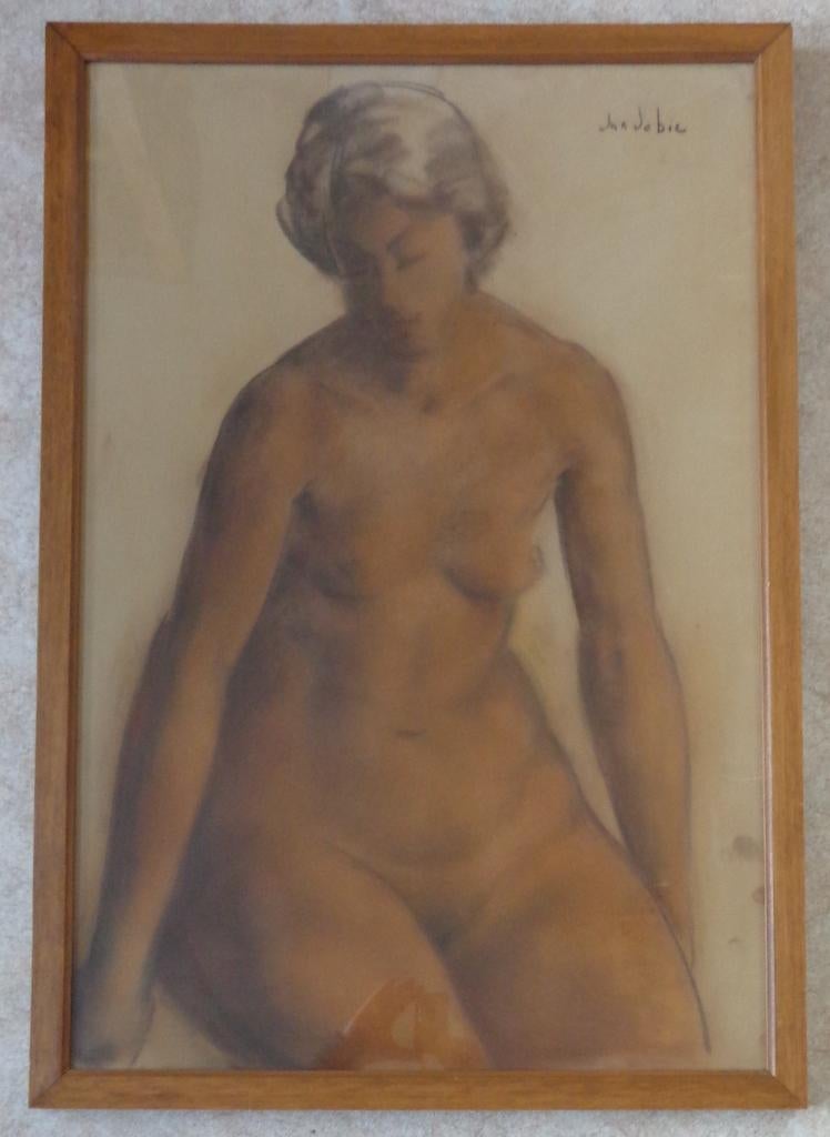 JAN DE BIE / NAAKTE VROUW / ORIGINEEL WERK / 95x66cm / KADER, Enlèvement