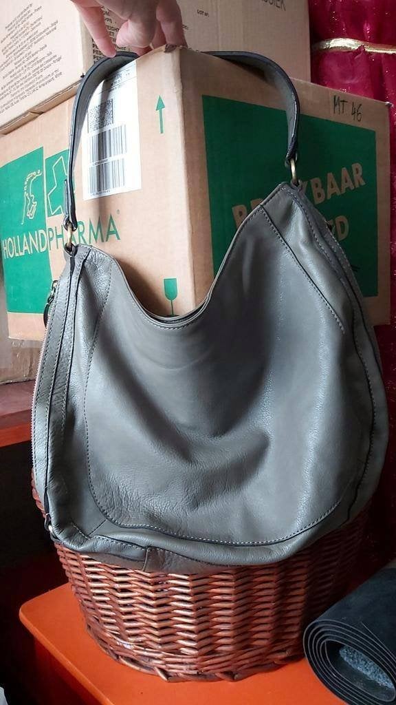 Lederen handtas, Jóias, zgan, kaki/groen, Ophalen of Verzenden, Zo goed als nieuw, Groen, Handtas