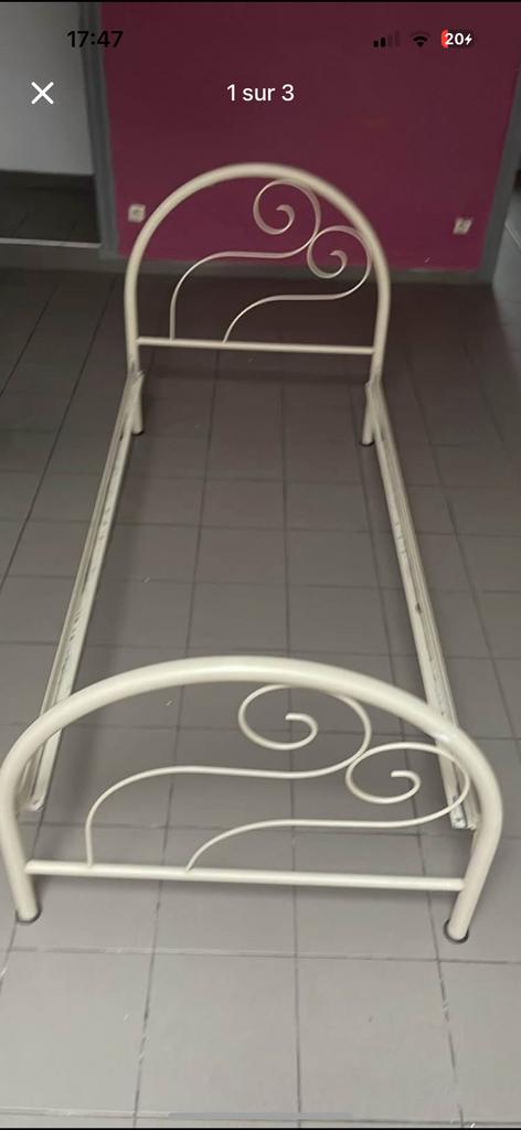 Lit metal 90x200 metal tres solide, Huis en Inrichting, Slaapkamer | Bedden, Ophalen