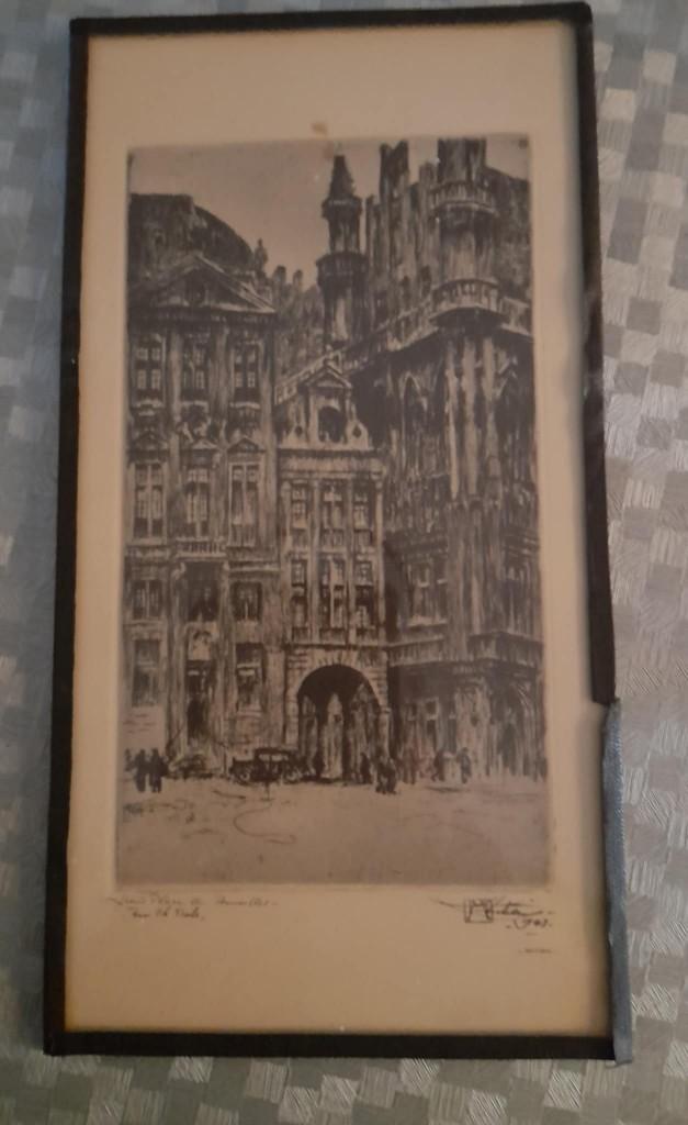 Prent van de Belgische etser Henri Mortiaux, Antiek en Kunst, Kunst | Etsen en Gravures, Ophalen of Verzenden, Stadsgezicht, 1900 - 1949