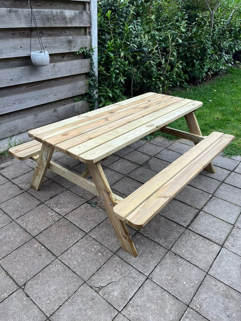 stevige picknicktafels - nieuw en geïmpregneerd, Nieuw, Ophalen of Verzenden, Inklapbaar, Rechthoekig