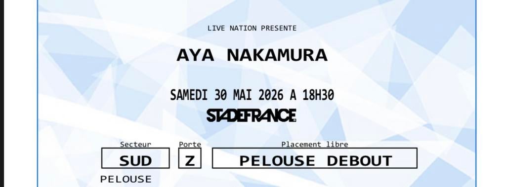 Une place pour le concert de Aya Nakamura, Telecommunicatie, Prepaidkaarten en Simkaarten, Ophalen, Zo goed als nieuw