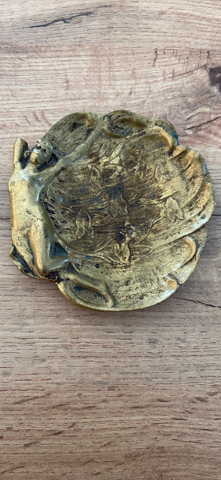 Ancien Vide-Poche Art Nouveau en Laiton Massif, Antiquités & Art, Enlèvement ou Envoi