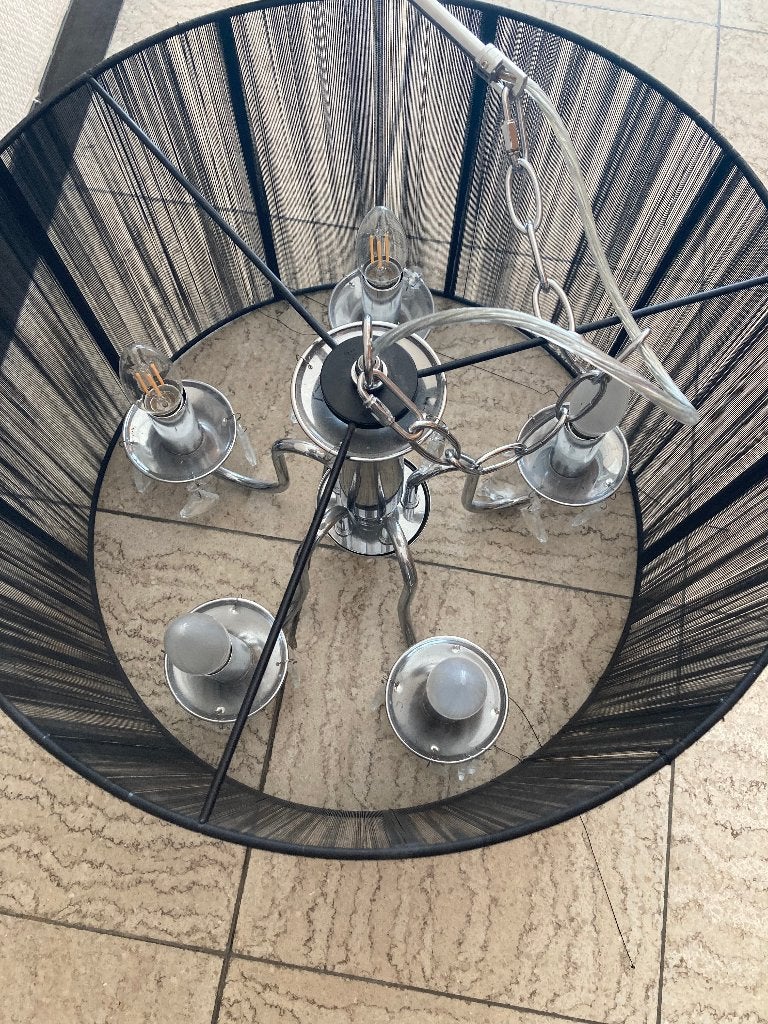 grand lustre rond noir neuf, Enlèvement, Neuf, Synthétique, G13 (Fluorescent)