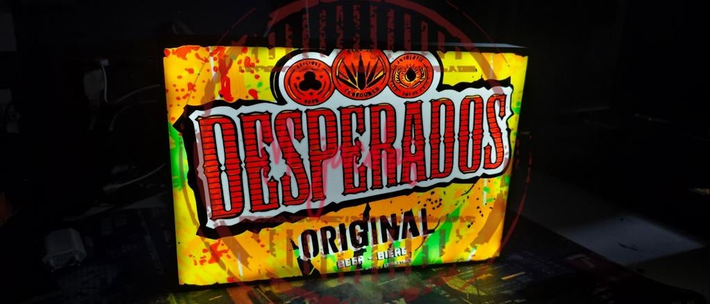 Publicité Desperados avec éclairage LED lumineux., Enlèvement ou Envoi, Neuf, Panneau, Plaque ou Plaquette publicitaire, Autres marques
