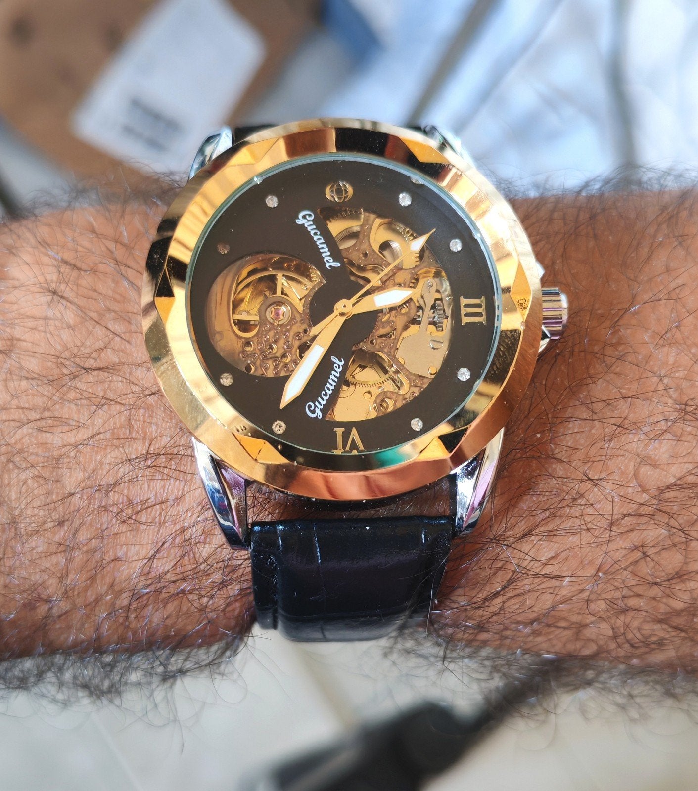 Montre automatique squelette Gucamel – Style Fashion, Acier, Cuir