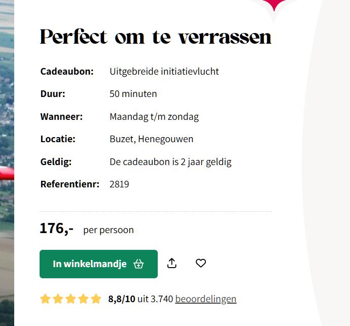 Surprise Cheque "Een Spectaculaire Vliegles" cadeaubon!, Ophalen of Verzenden, Nieuw