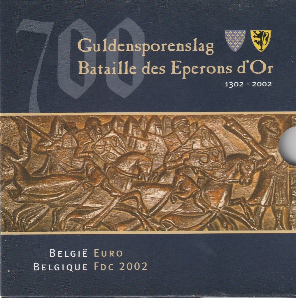 FDC Euro 2002 (Belgique)-Bataille des Eperonsd'Or, Postzegels en Munten, Ophalen of Verzenden, Overig, Setje
