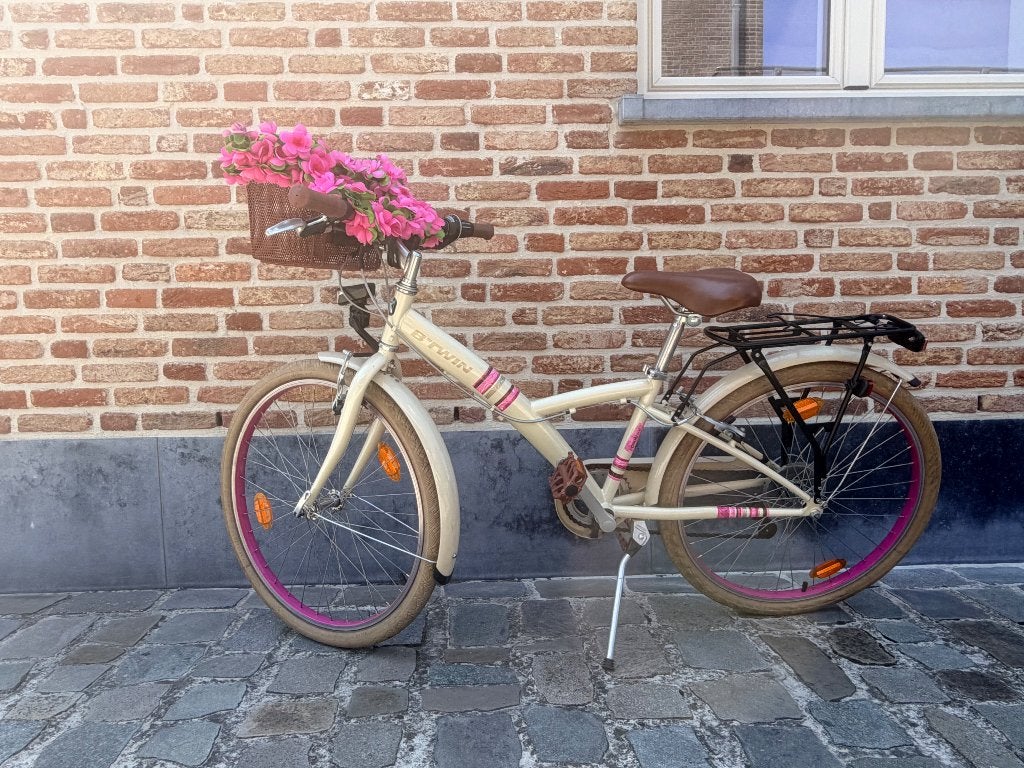 Meisjesfiets BTWIN POPLY 500 KIDS' 24" BIKE - CREAM/PINK, Fietsen en Brommers, Fietsen | Meisjes, Ophalen, Velgrem, B-Twin, Versnellingen