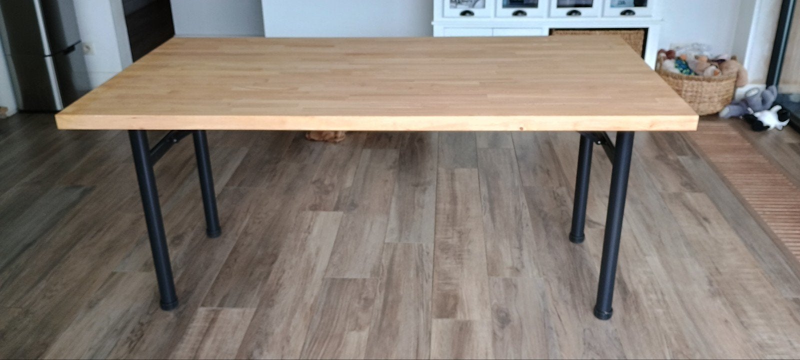 Nieuwe, stevige, plooibare, massief rubberwood tafel., Huis en Inrichting, Nieuw, 50 tot 100 cm, 150 tot 200 cm, Rechthoekig
