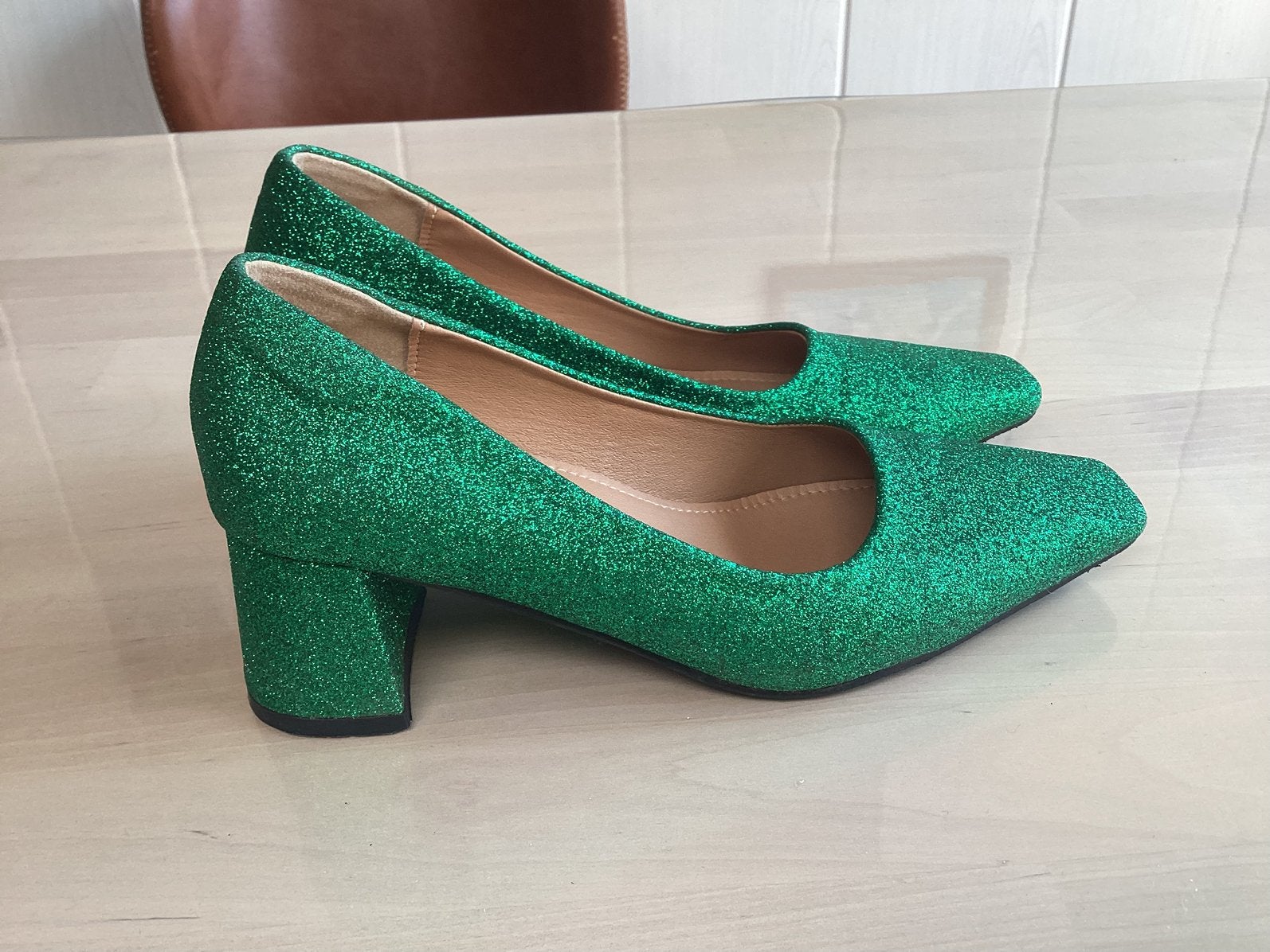 Chaussures vertes à paillettes - taille 36, Enlèvement ou Envoi, Comme neuf