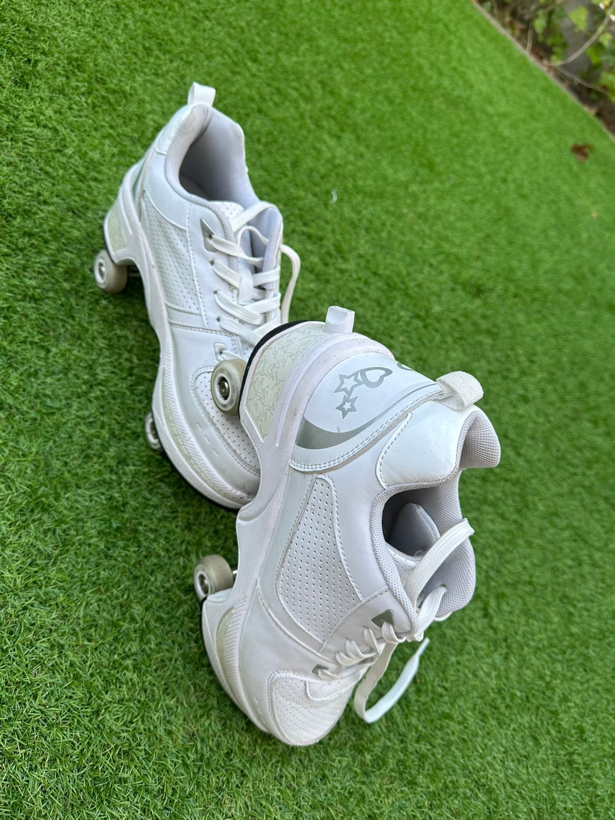 Rolschaatsschoenen met uitklapbare wieltjes – maat 41, Sport en Fitness, Skeelers, Gebruikt, Inline skates 4 wielen, Dames, Ophalen