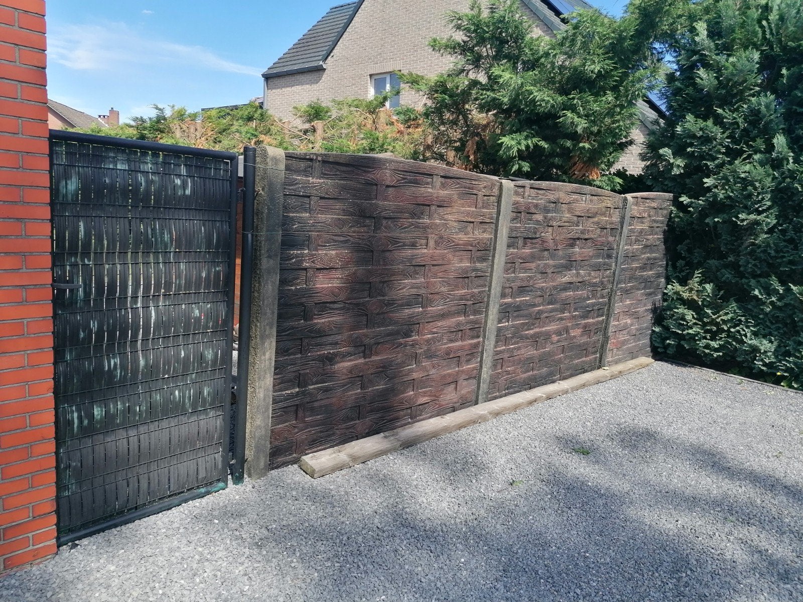 Betonplaten en Bekaert poort, Tuin en Terras, Ophalen, Overige materialen, Gebruikt, 6 meter of meer