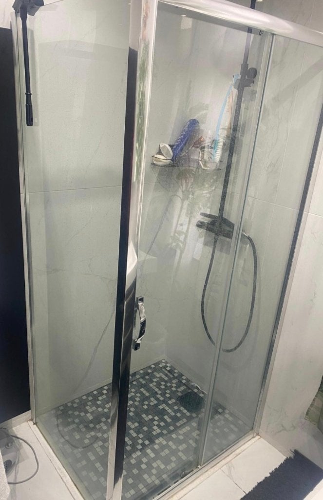 cabine de douche en verre  + colonne de douche Base Line, Enlèvement, Utilisé, Avec douche