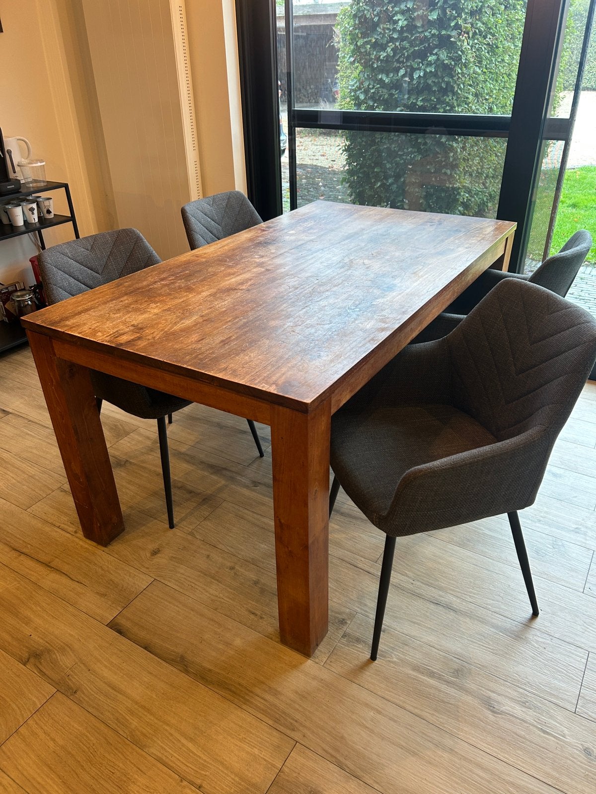 Teak tafel 160x89, Ophalen, Zo goed als nieuw, Teakhout