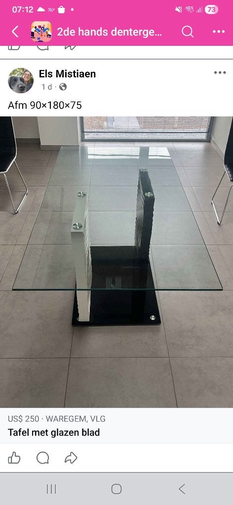 Glazen eettafel, Ophalen, Zo goed als nieuw