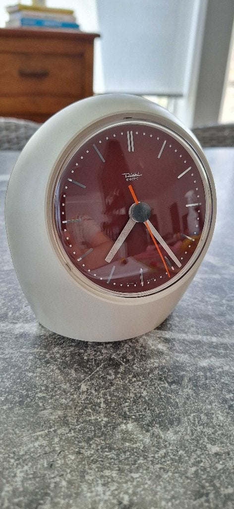 Klok Diehl Electro off white bureauclock met bordeaux, Ophalen