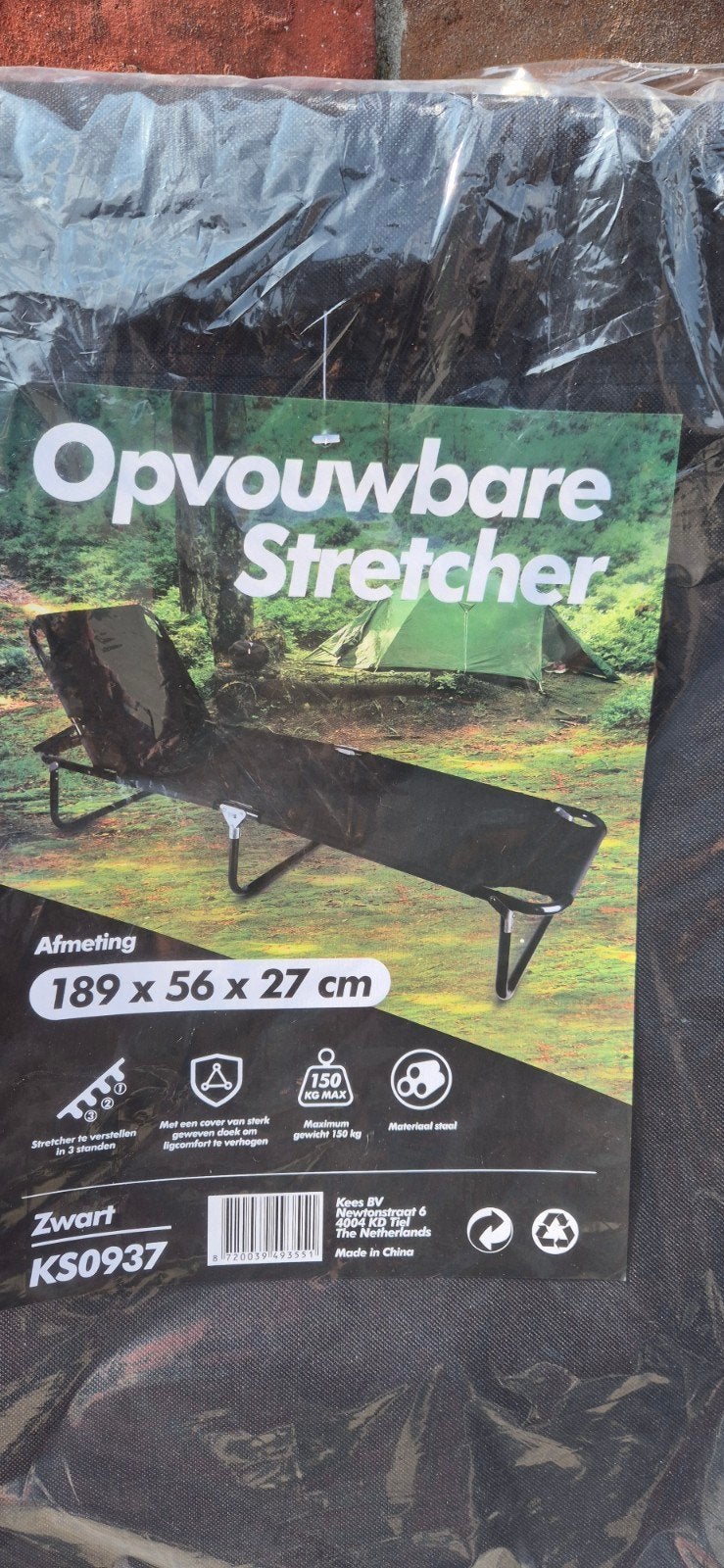 Stretcher Ligbed opvouwbaar Nieuw in plastic, Ophalen, Nieuw, Plastic, Verstelbaar