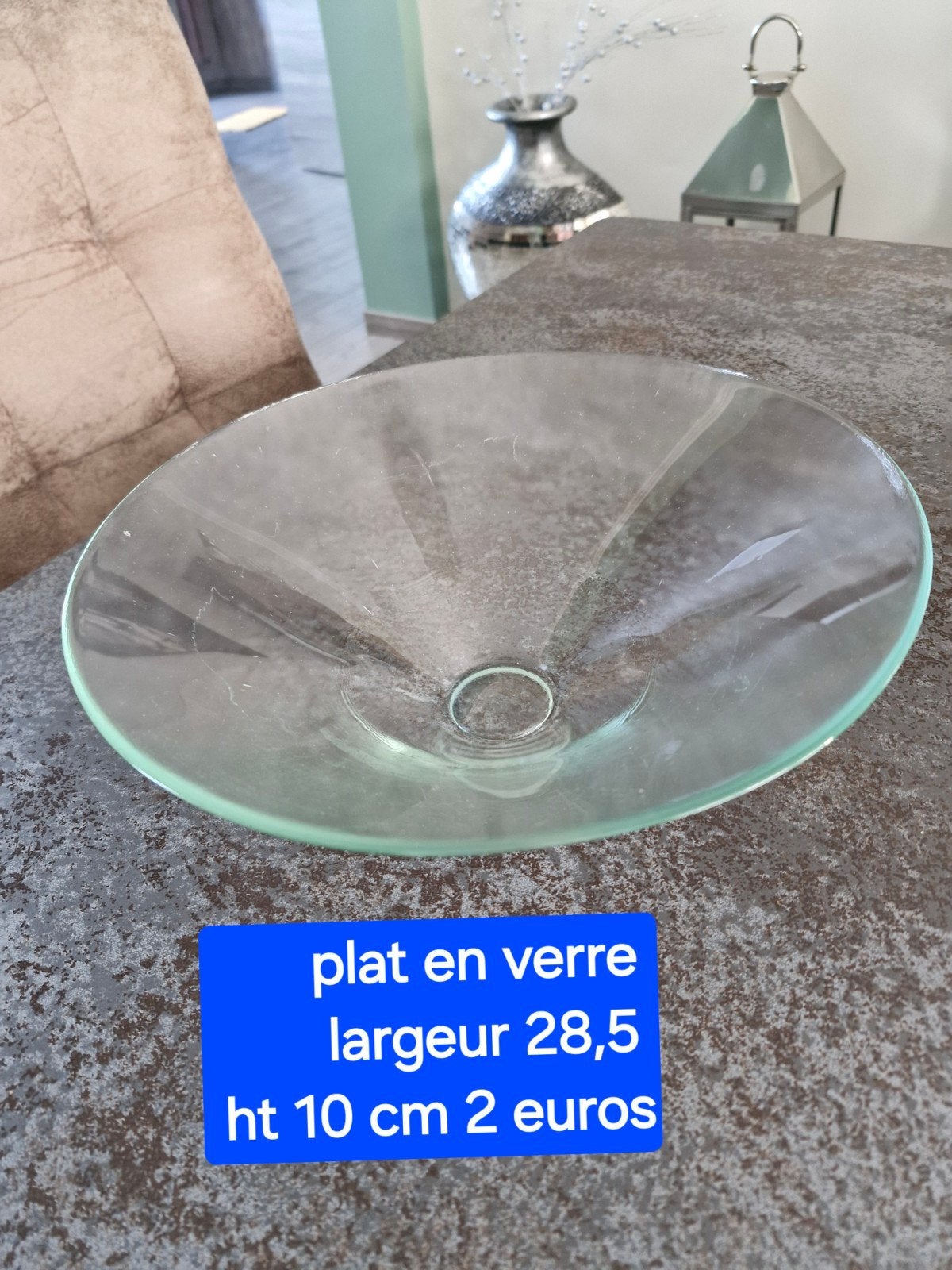 plat en verre largeur 28,5 cm, Enlèvement, Verre