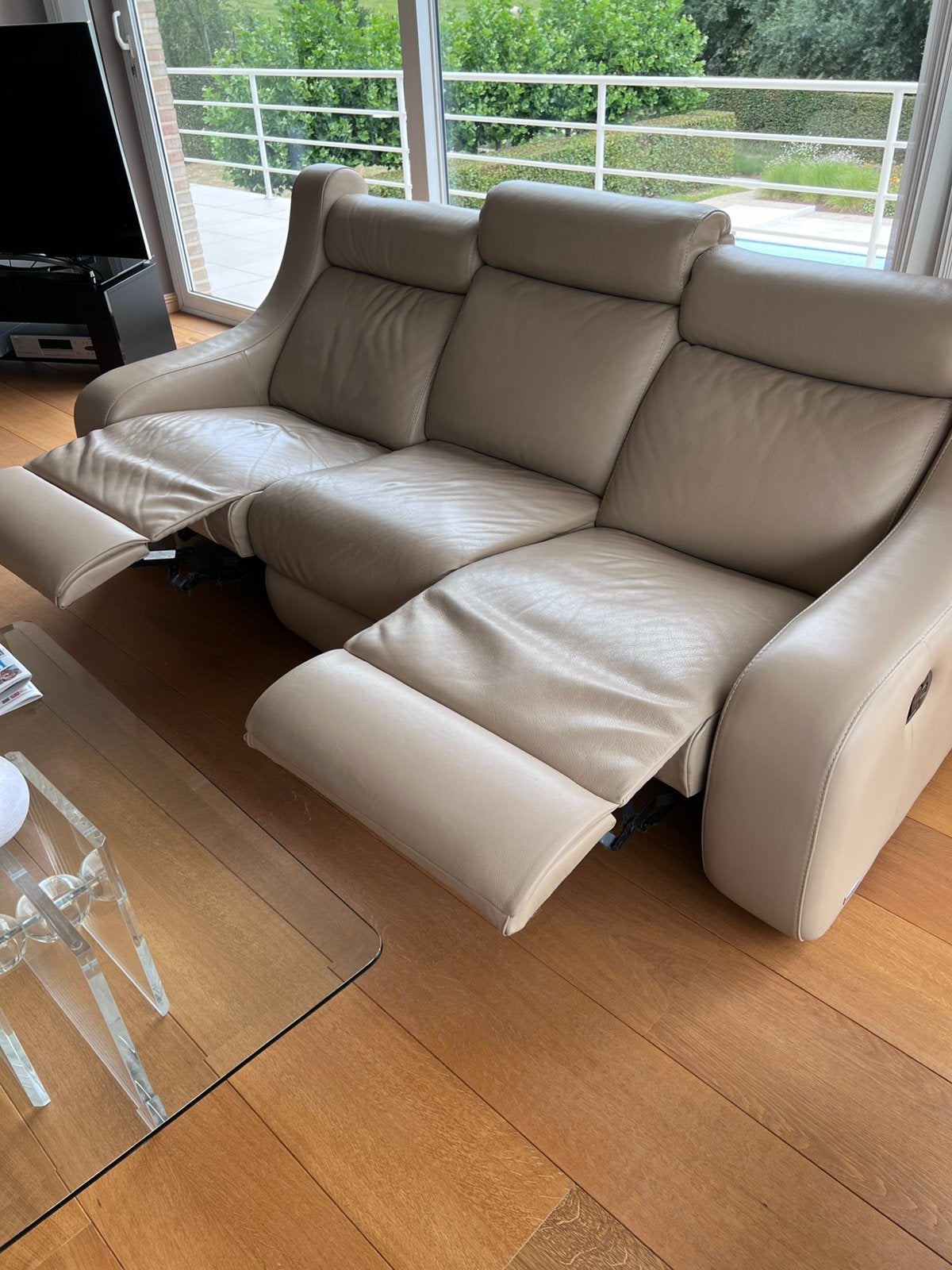 3 places en cuir avec 2 défriseurs intégrés, Maison & Meubles, Canapés | Coins salons complets, Enlèvement, Comme neuf, Cuir