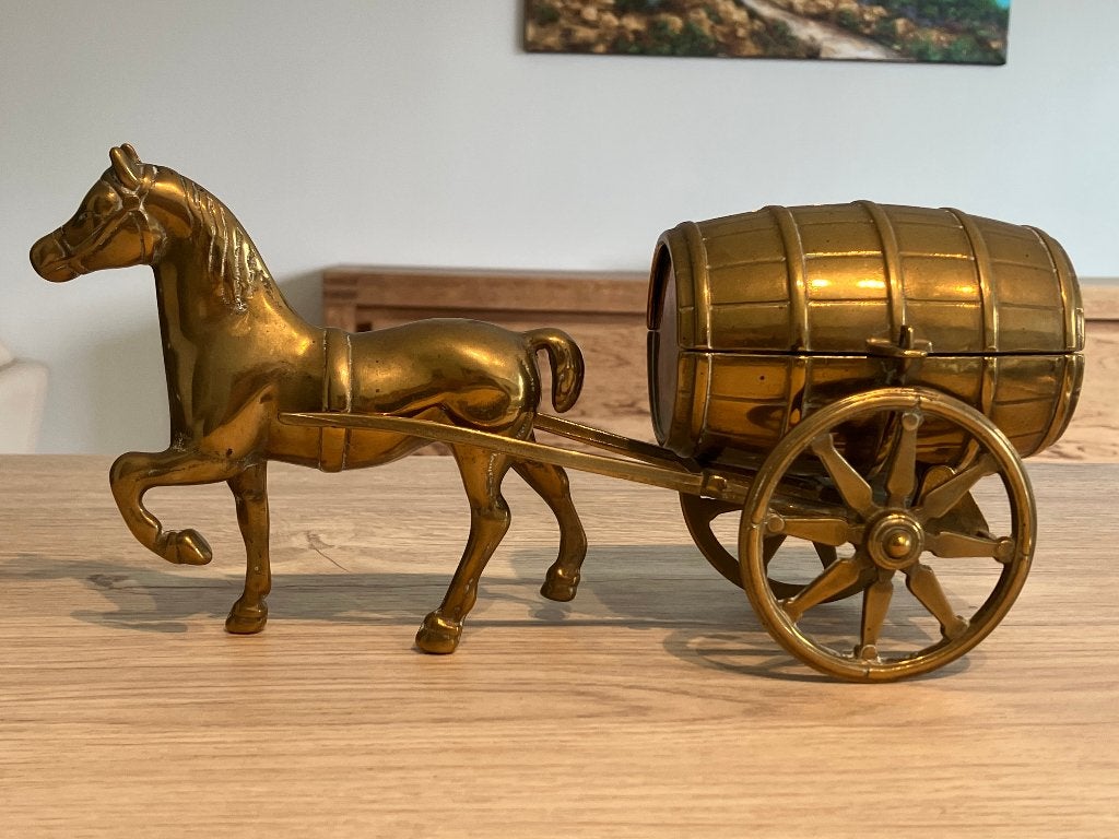 Cheval en cuivre avec une tonne en guise de tirelire, Enlèvement ou Envoi, Cuivre