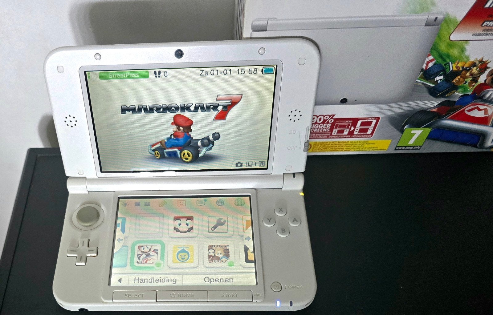 Nintendo 3ds xl mariokart 7 editie, Enlèvement ou Envoi, Comme neuf, Blanc, 3DS XL