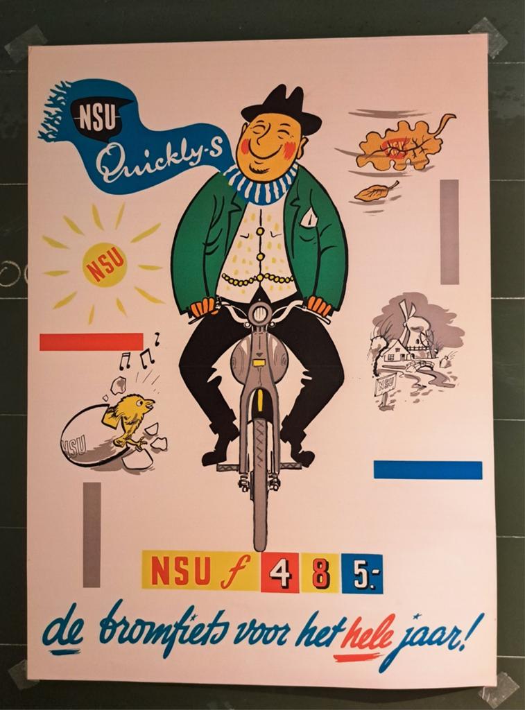 NSU Quickly reclame posters jaren 50, Ophalen of Verzenden, Nieuw, A1 t/m A3, Reclame
