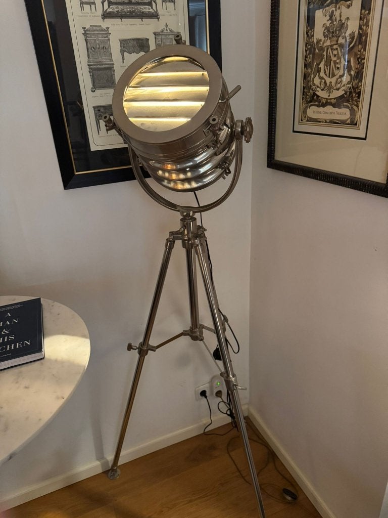 VLOERLAMP STAANDE LAMP Maritiem DESIGNLAMP Flamant NIKKEL, Ophalen, Huis en Inrichting