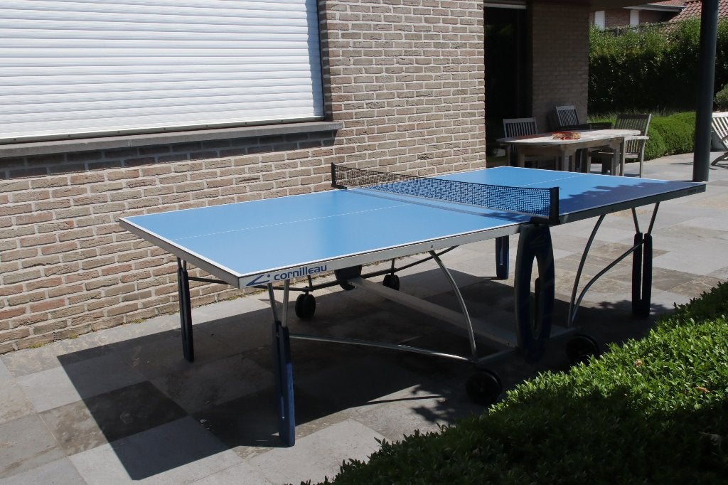 tafeltennistafel outdoor, Sport en Fitness, Tafeltennis, Ophalen, Gebruikt, Tafel Outdoor, Verrijdbaar