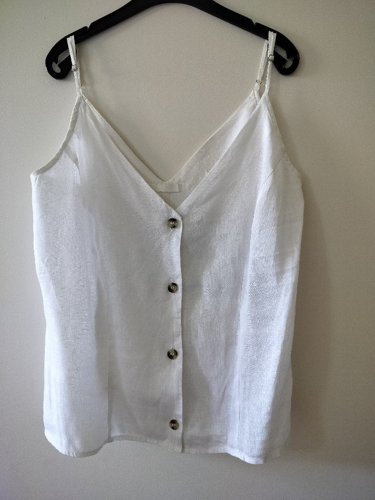 Topje linnen, Kleding | Dames, Topjes, H&M, Wit, Maat 42/44 (L), Ophalen of Verzenden