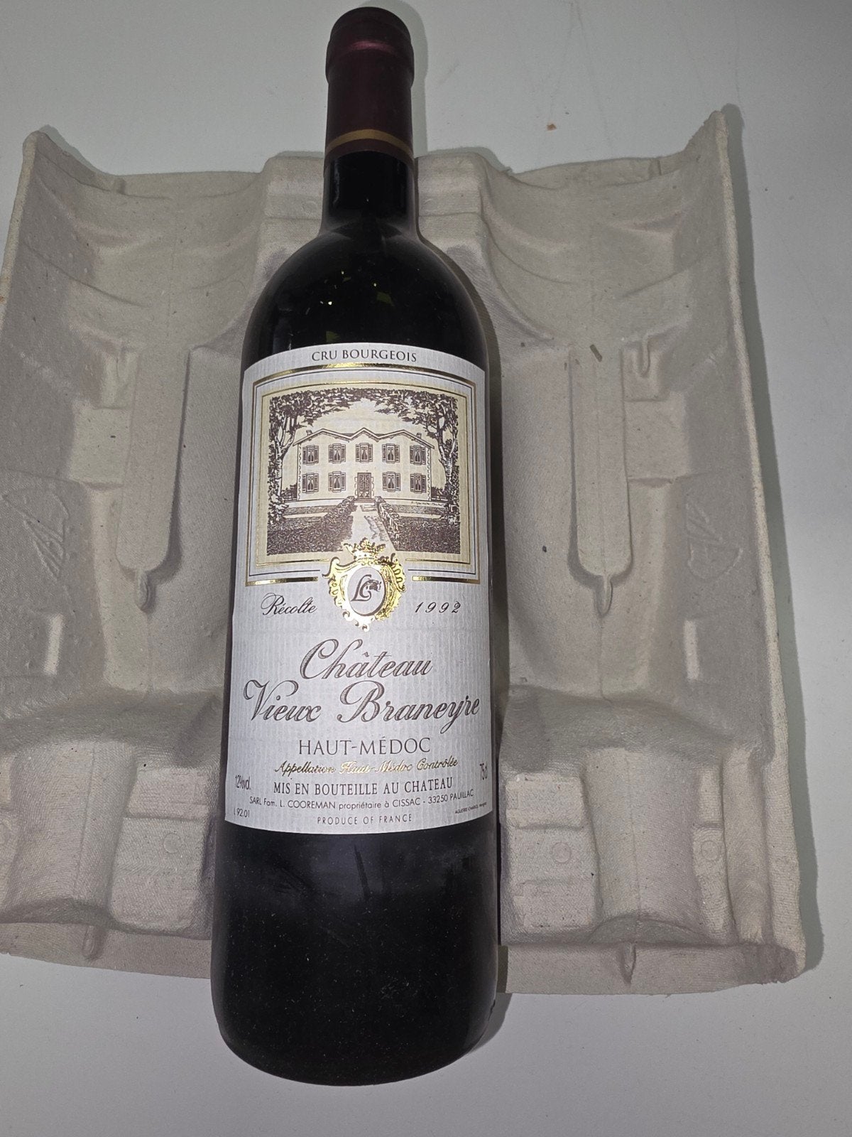Château Vieux Braneyre 1992 – Haut-Médoc Cru Bourgeois, Enlèvement