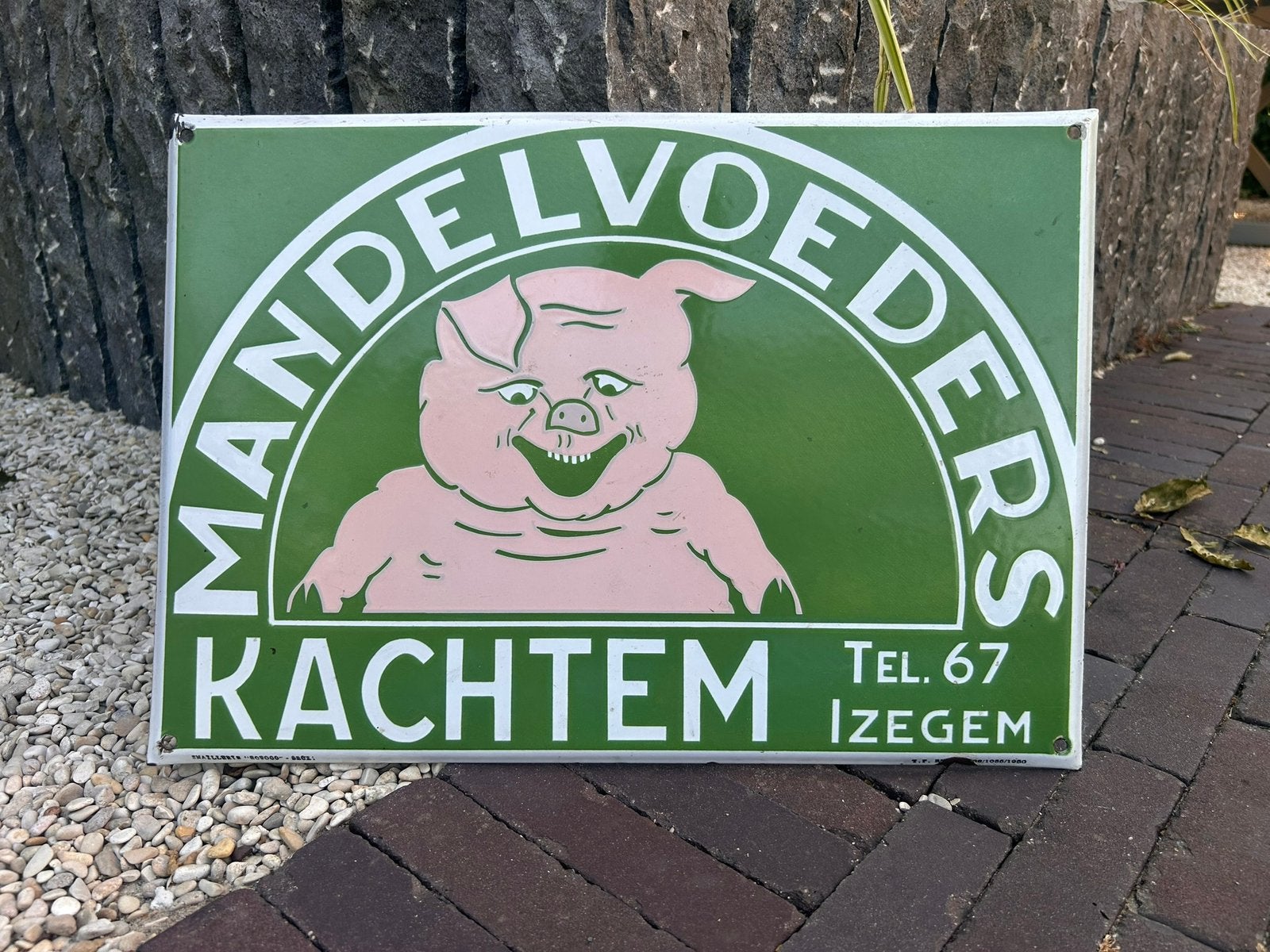 Mandelvoeders emaille bord, Verzamelen, Ophalen, Zo goed als nieuw, Reclamebord
