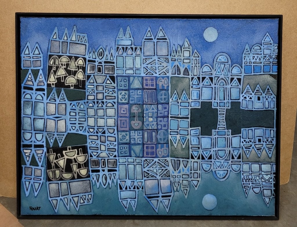 Michel FOUAT, Venetië in reflectie, Antiek en Kunst, Kunst | Schilderijen | Klassiek, Ophalen of Verzenden, Gesigneerd, Acrylverf