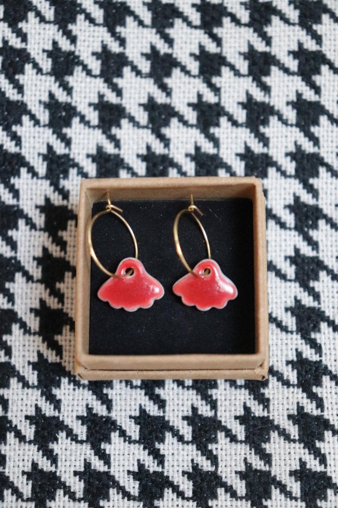 Boucles d oreilles créoles en céramique porcelaine, Overige materialen, Hangers, Verzenden, Zo goed als nieuw
