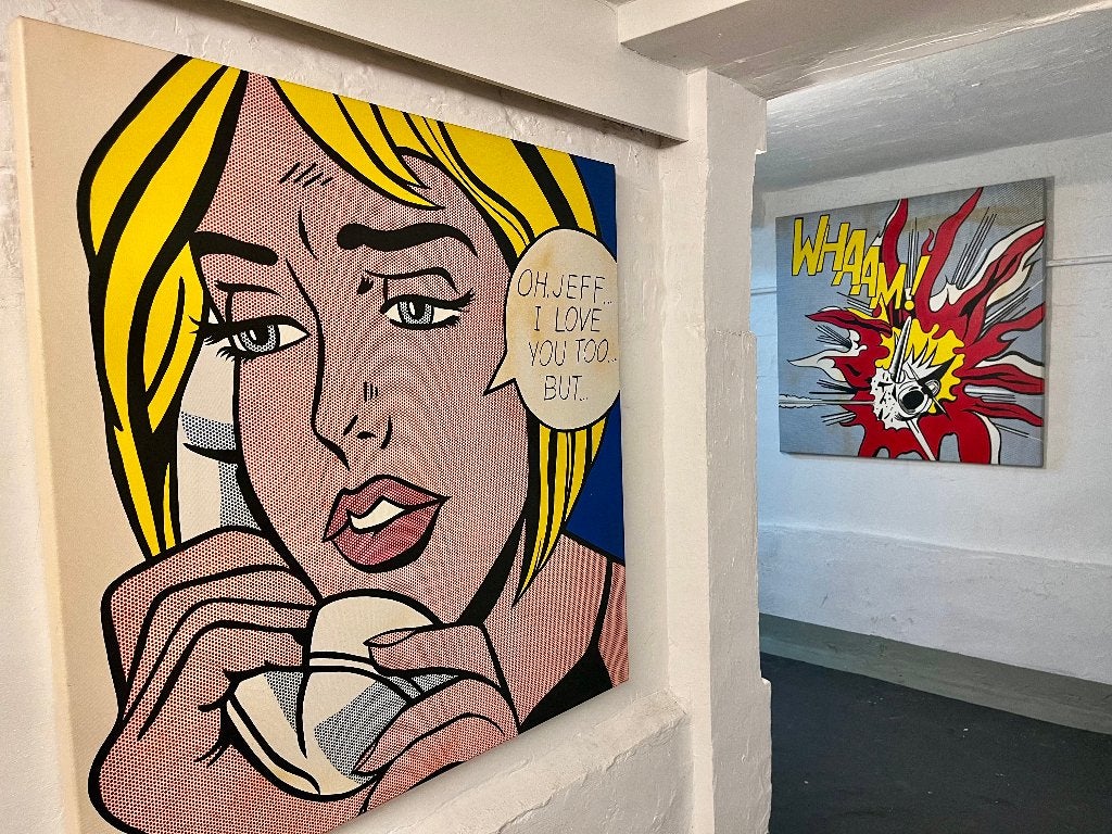 Roy Lichtenstein stijl Pop Art  - Olieverf 100 x 100, Antiquités & Art, Autre technique, Portraits et figures, Édition limitée