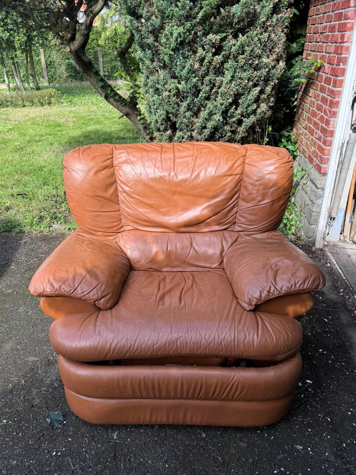Gratis leren relaxzetel, Ophalen, Gebruikt, Leer
