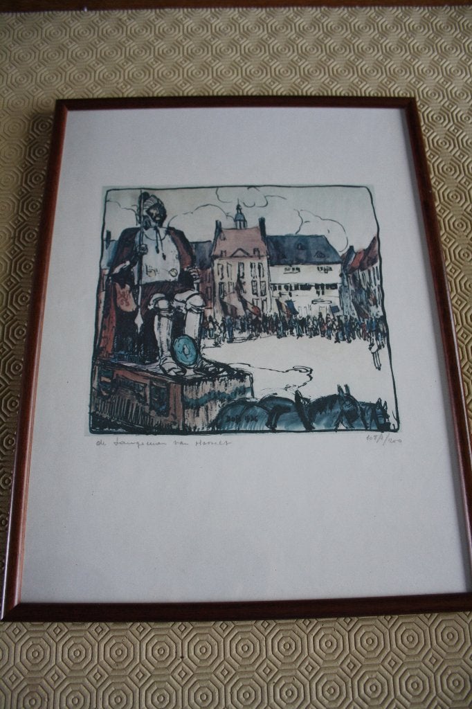ingekleurde tekening De Lange Man Van Hasselt, Ophalen, Tekening