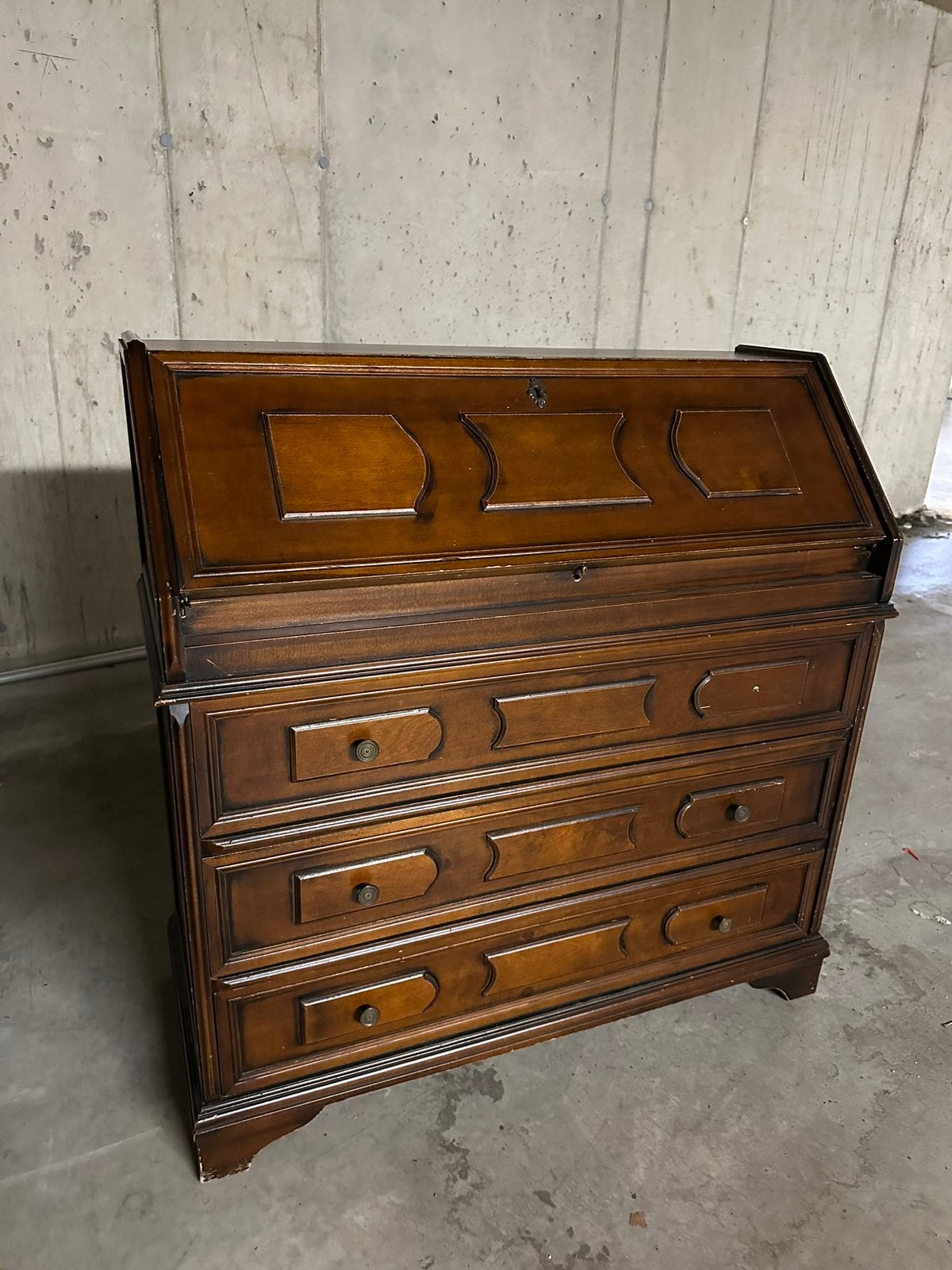 Secrétaire vintage en bois avec tiroirs, Maison & Meubles, Enlèvement, Comme neuf