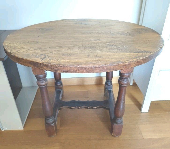 Table d'appoint ronde en bois massif style rustique, Rond, Enlèvement, Utilisé, 75 cm ou plus