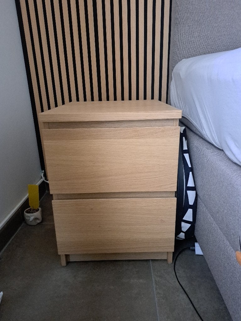 2 nachtkastjes met laden, Maison & Meubles, Neuf, Enlèvement, Bois, 45 à 65 cm