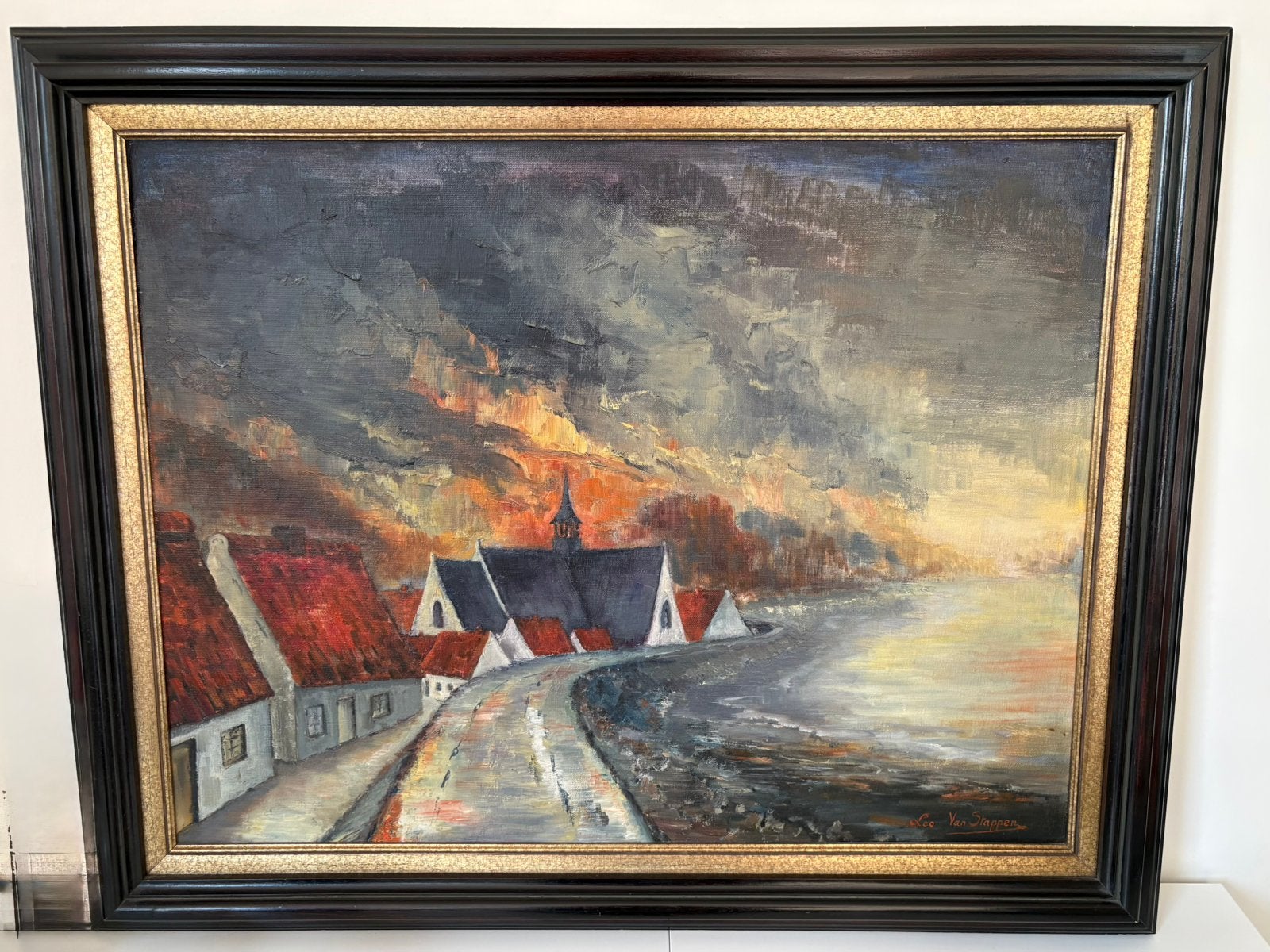 Kleurrijk modern Vlassenbroek, Doek, Impressionistisch, Ophalen of Verzenden, Gesigneerd